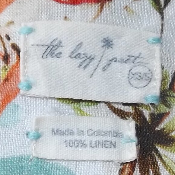 LAZY POET Linen Kimono/Swim Cover up, LONG slit, Flamingo/Multicolor Print - Picture 10 of 13